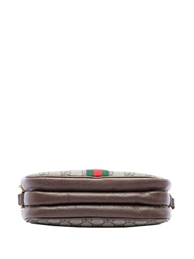 Pre-owned Gucci 2016-2026 Mini Gg Supreme Web Ophidia Triple Zip Crossbody Bag In Neutrals