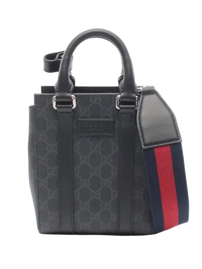 Pre-owned Gucci 2016-2026 Mini Gg Supreme Web Satchel In Gray