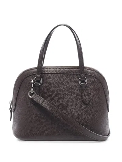 Pre-owned Gucci 2016-2026 Mini Leather Dome Satchel In Brown