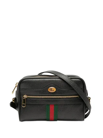 Pre-owned Gucci 2016-2026 Mini Leather Ophidia Crossbody Bag In Black
