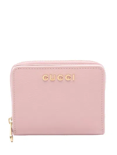 Pre-owned Gucci 2016-2026 Mini Leather Script Wallet Small Wallets In Pink