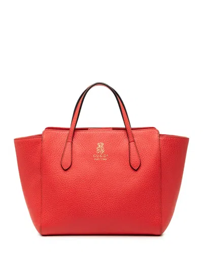 Pre-owned Gucci 2016-2026 Mini Leather Swing Handbag In Red