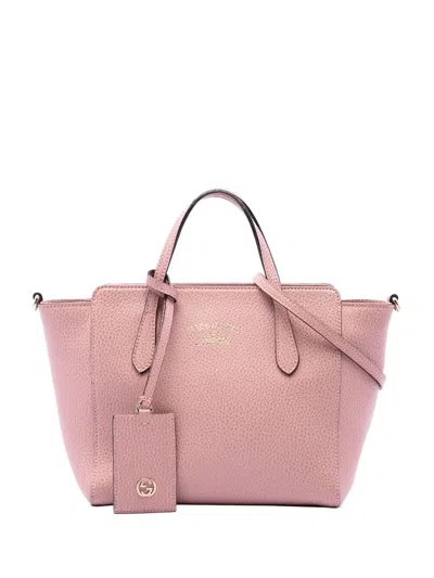 Pre-owned Gucci 2016-2026 Mini Leather Swing Satchel In 粉色
