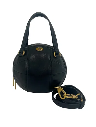 Pre-owned Gucci 2016-2026 Mini Leather Water Buffalo Tifosa Basketball Bag Satchel In Black