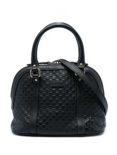 Pre-owned Gucci 2016-2026 Mini Microssima Dome Satchel In Black