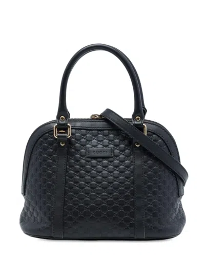 Pre-owned Gucci 2016-2026 Mini Microssima Dome Satchel In Black