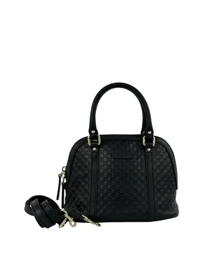 Pre-owned Gucci 2016-2026 Mini Microssima Dome Satchel In Black