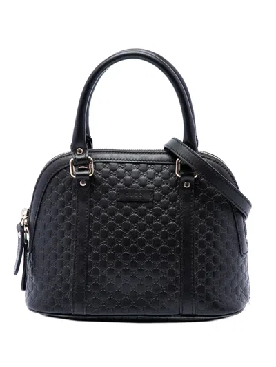 Pre-owned Gucci 2016-2026 Mini Microssima Dome Satchel In Black