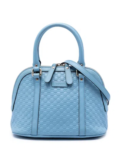 Pre-owned Gucci 2016-2026 Mini Microssima Dome Satchel In Blue