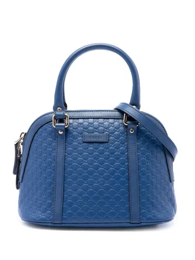 Pre-owned Gucci 2016-2026 Mini Microssima Dome Satchel In Blue