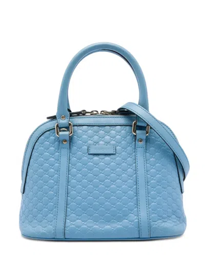 Pre-owned Gucci 2016-2026 Mini Microssima Dome Satchel In Blue