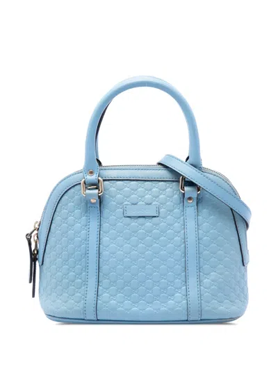 Pre-owned Gucci 2016-2026 Mini Microssima Dome Satchel In Blue
