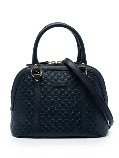 Pre-owned Gucci 2016-2026 Mini Microssima Dome Satchel In Blue