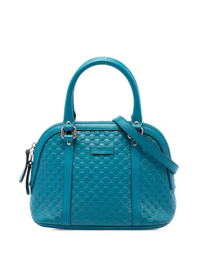 Pre-owned Gucci 2016-2026 Mini Microssima Dome Satchel In Blue