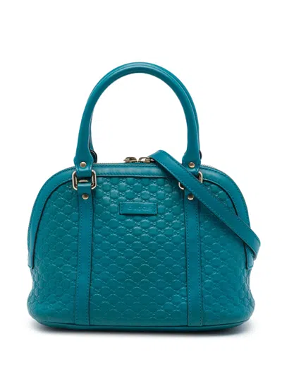 Pre-owned Gucci 2016-2026 Mini Microssima Dome Satchel In Blue