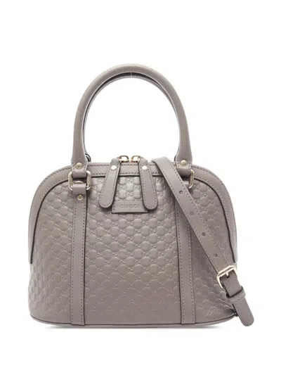 Pre-owned Gucci 2016-2026 Mini Microssima Dome Satchel In Grey