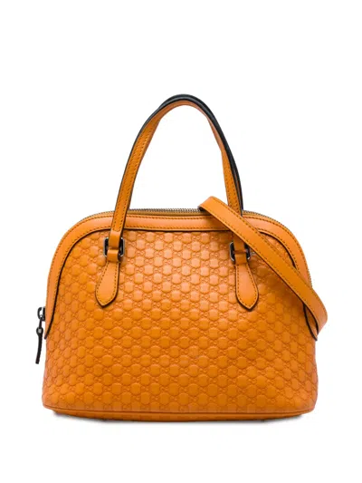 Pre-owned Gucci 2016-2026 Mini Microssima Dome Satchel In Orange