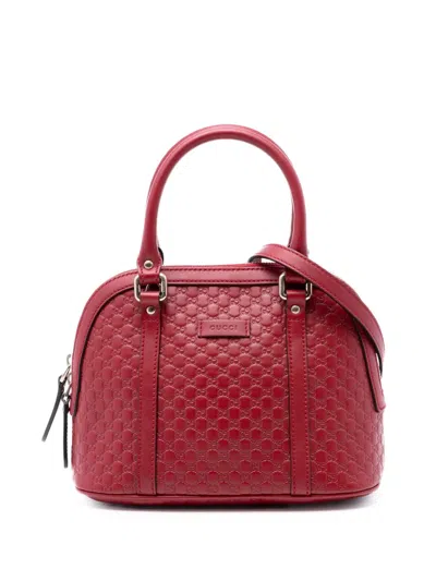 Pre-owned Gucci 2016-2026 Mini Microssima Dome Satchel In Red