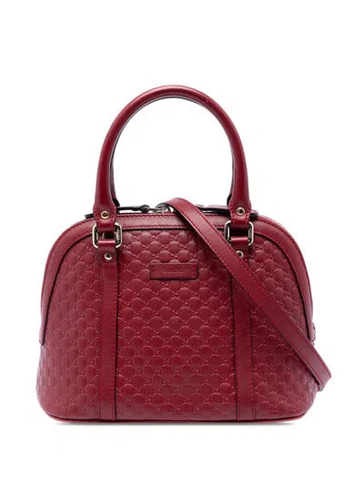 Pre-owned Gucci 2016-2026 Mini Microssima Dome Satchel In Red