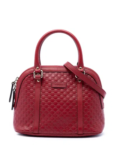 Pre-owned Gucci 2016-2026 Mini Microssima Dome Satchel In Red