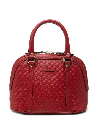 Pre-owned Gucci 2016-2026 Mini Microssima Dome Satchel In Red