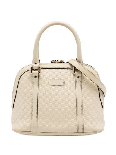 Pre-owned Gucci 2016-2026 Mini Microssima Dome Satchel In White