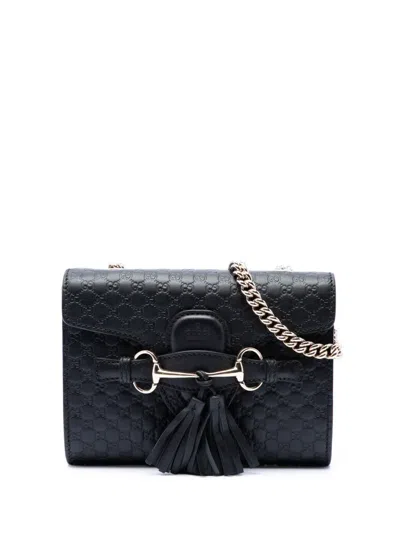 Pre-owned Gucci 2016-2026 Mini Microssima Emily Crossbody Bag In Black