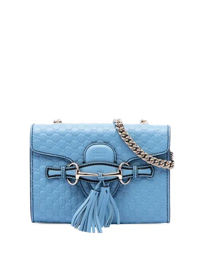 Pre-owned Gucci 2016-2026 Mini Microssima Emily Crossbody Bag In Blue