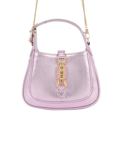 Pre-owned Gucci 2016-2026 Nano Metallic Calfskin Jackie 1961 Satchel In Pink