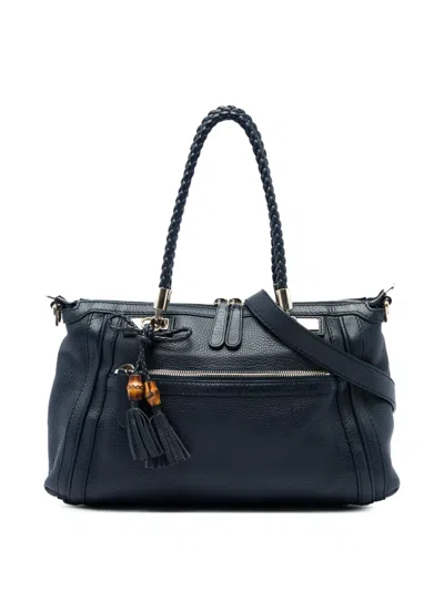 Pre-owned Gucci 2016-2026 Pebbled Calfskin Bella Satchel In Black