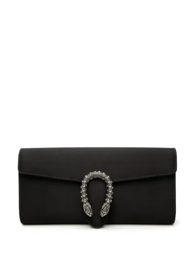 Pre-owned Gucci 2016-2026 Satin Dionysus Clutch Bag In Black