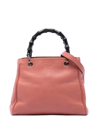 Pre-owned Gucci 2016-2026 Small Calfskin Bamboo Shopper Satchel In Pink