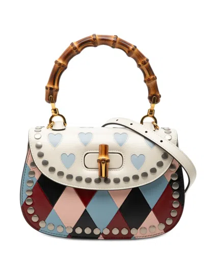 Pre-owned Gucci 2016-2026 Small Calfskin Lovelight Bamboo Top Handle Bag Satchel In Multi
