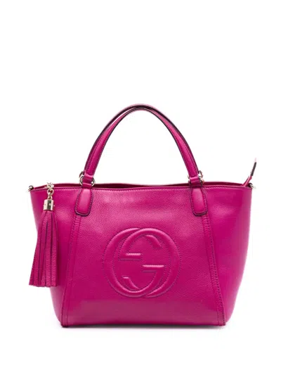 Pre-owned Gucci 2016-2026 Small Calfskin Soho Cellarius Satchel In Pink
