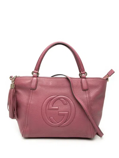 Pre-owned Gucci 2016-2026 Small Calfskin Soho Cellarius Satchel In Pink