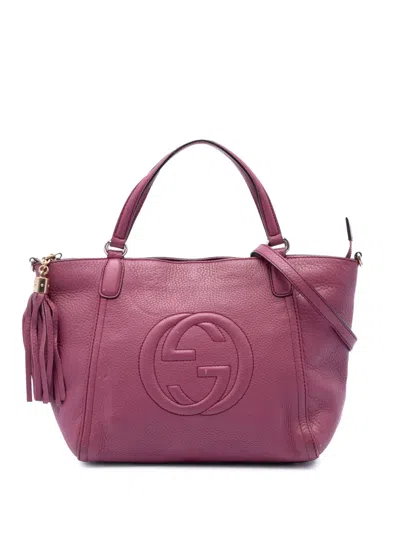 Pre-owned Gucci 2016-2026 Small Calfskin Soho Cellarius Satchel In Purple