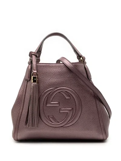 Pre-owned Gucci 2016-2026 Small Calfskin Soho Satchel In Purple