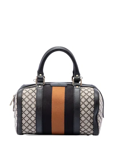 Pre-owned Gucci 2016-2026 Small Diamante Canvas Web Joy Boston Bag Satchel In Neutrals