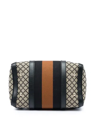 Pre-owned Gucci 2016-2026 Small Diamante Canvas Web Joy Boston Bag Satchel In Neutrals