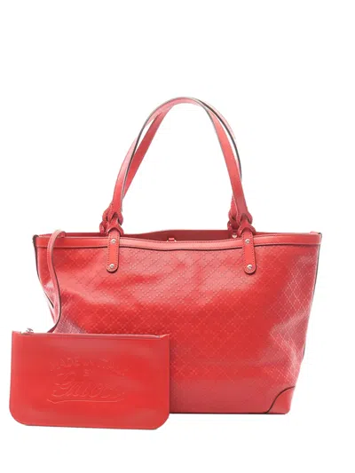 Pre-owned Gucci 2016-2026 Small Diamante Craft Tote Bag In Red