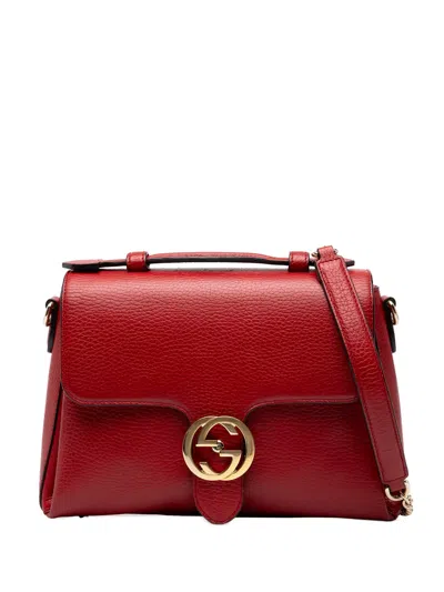 Pre-owned Gucci 2016-2026 Small Dollar Calf Interlocking G Satchel In 红色