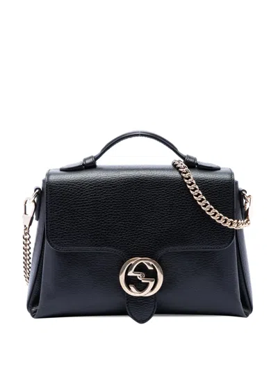 Pre-owned Gucci 2016-2026 Small Dollar Calf Interlocking G Satchel In Black
