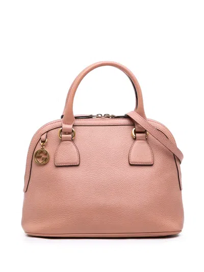 Pre-owned Gucci 2016-2026 Small Dollar Calfskin Gg Charm Dome Satchel In Pink