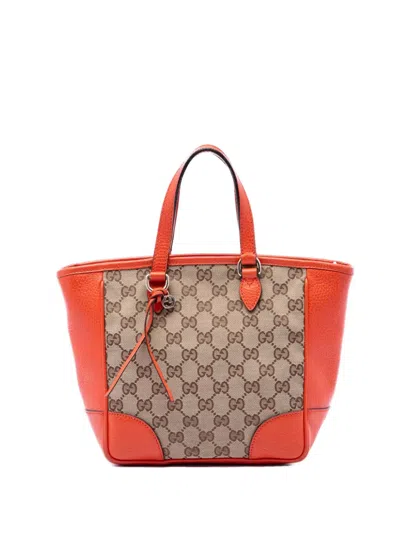 Pre-owned Gucci 2016-2026 Small Gg Canvas Bree Satchel In Neutrals