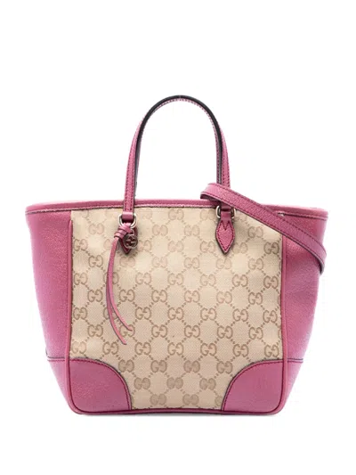 Pre-owned Gucci 2016-2026 Small Gg Canvas Bree Satchel In Pink
