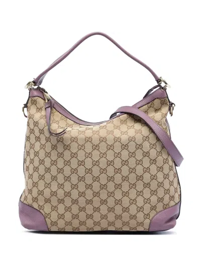 Pre-owned Gucci 2016-2026 Small Gg Canvas Miss Gg Hobo Satchel In Purple