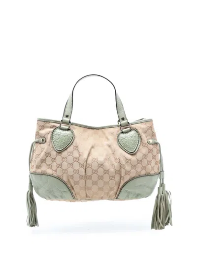 Pre-owned Gucci 2016-2026 Small Gg Canvas Tribeca Tote Bag In Green