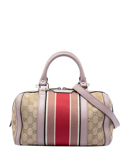 Pre-owned Gucci 2016-2026 Small Gg Canvas Web Joy Boston Bag Satchel In Neutral