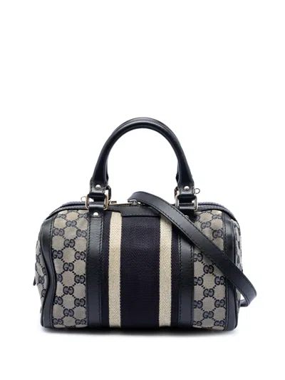 Pre-owned Gucci 2016-2026 Small Gg Canvas Web Joy Boston Bag Satchel In Neutral