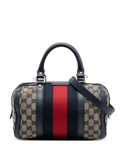 Pre-owned Gucci 2016-2026 Small Gg Canvas Web Joy Boston Bag Satchel In Neutral